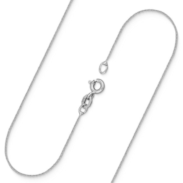 Goldkette als Ankerkette rund in Weißgold 375 / 9K, 55 cm lang, 0,8 mm breit, Gewicht ca. 1.1 g.