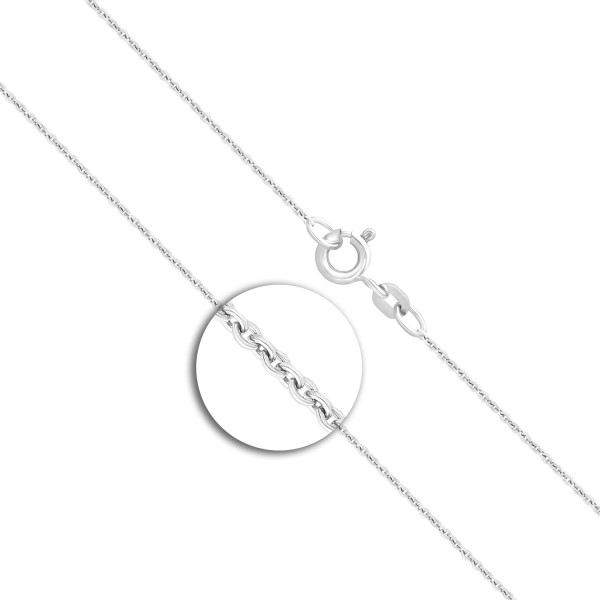 Goldkette als Ankerkette rund Weißgold 585 / 14K, 38 cm lang, 1,1 mm breit, Gewicht ca. 1.7 g.