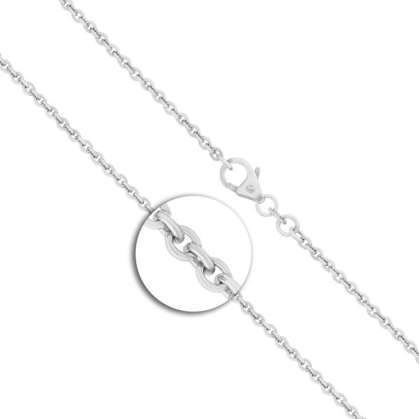 Goldkette als Ankerkette rund Weißgold 585 / 14K, 38 cm lang, 2 mm breit, Gewicht ca. 5.2 g.