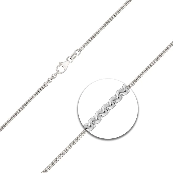 Goldkette als Ankerkette rund in Weißgold 585 / 14K, 100 cm lang, 2,4 mm breit, Gewicht ca. 18.8 g.