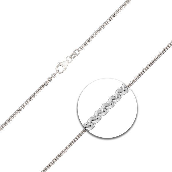 Goldkette als Ankerkette rund Weißgold 585 / 14K, 50 cm lang, 2,4 mm breit, Gewicht ca. 9.3 g.