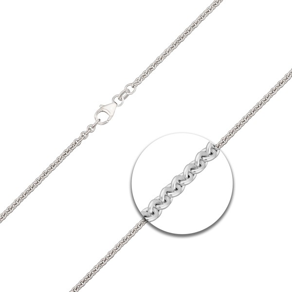Goldkette als Ankerkette rund in Weißgold 585 / 14K, 36 cm lang, 2,4 mm breit, Gewicht ca. 6.6 g.