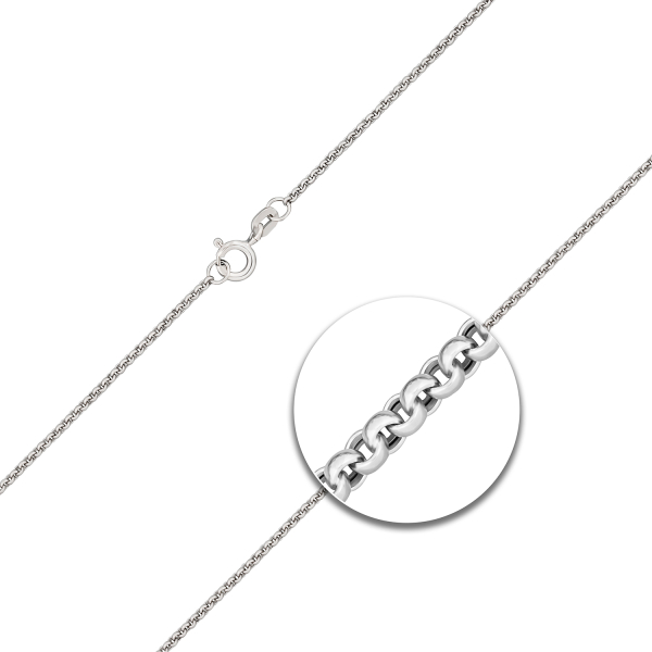 Goldkette als Erbskette in Weißgold 585 / 14K, 45 cm lang, 1,5 mm breit, Gewicht ca. 4.2 g.