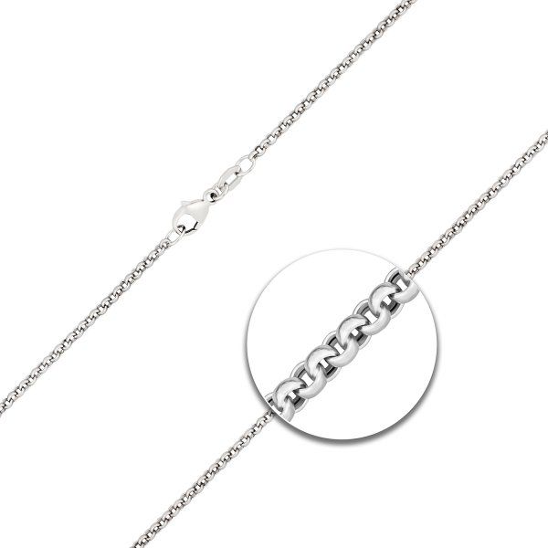 Goldkette als Erbskette in Weißgold 750 / 18K, 45 cm lang, 2 mm breit, Gewicht ca. 6.8 g.