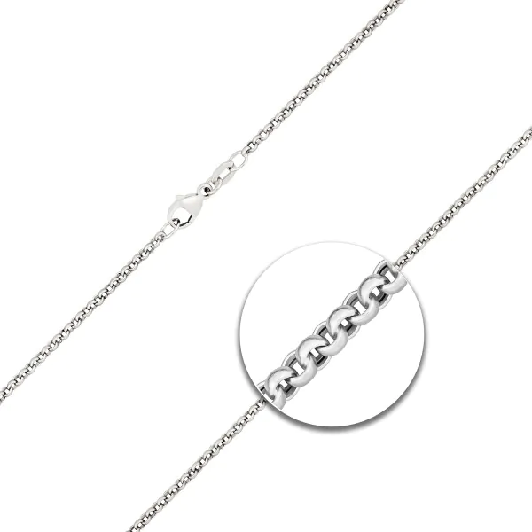 Goldkette als Erbskette in Weißgold 750 / 18K, 36 cm lang, 2 mm breit, Gewicht ca. 5.4 g.