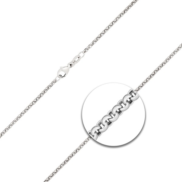 Goldkette als Erbskette in Weißgold 750 / 18K, 50 cm lang, 2 mm breit, Gewicht ca. 7.5 g.