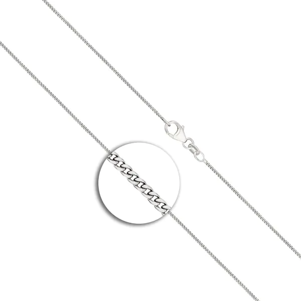 Goldkette als Panzerkette flach Weißgold 750 / 18K, 50 cm lang, 1,1 mm breit, Gewicht ca. 2.7 g.