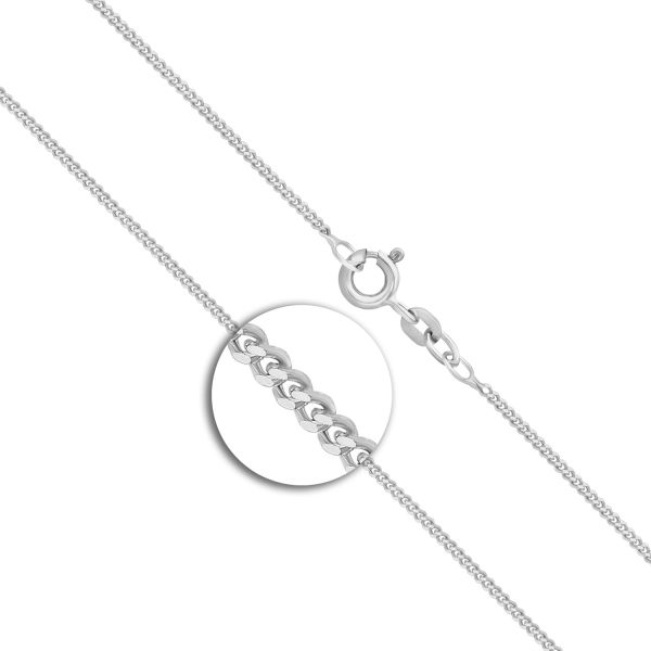 Goldkette als Panzerkette flach Weißgold 585 / 14K, 40 cm lang, 1,4 mm breit, Gewicht ca. 2.9 g.