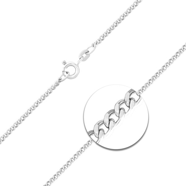 Goldkette als Panzerkette flach Weißgold 585 / 14K, 60 cm lang, 2,1 mm breit, Gewicht ca. 9.6 g.
