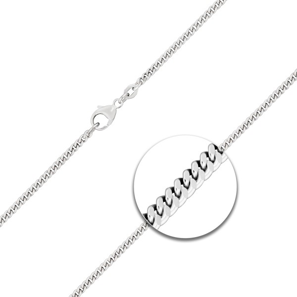 Goldkette als Panzerkette flach in Weißgold 750 / 18K, 36 cm lang, 2,4 mm breit, Gewicht ca. 8.9 g.