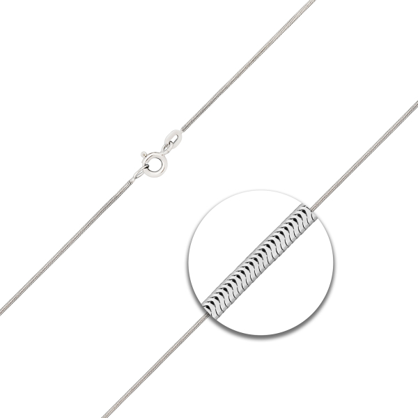 Goldkette als Schlangenkette in Weißgold 375 / 9K, 45 cm lang, 0,9 mm breit, Gewicht ca. 3.3 g.