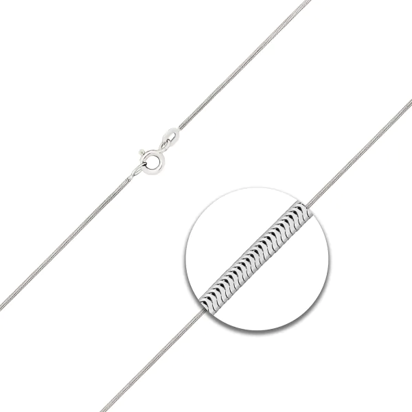 Goldkette als Schlangenkette in Weißgold 375 / 9K, 45 cm lang, 0,9 mm breit, Gewicht ca. 3.3 g.
