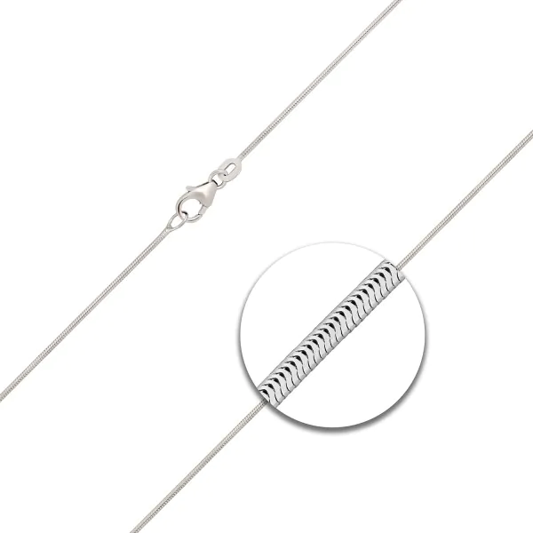 Goldkette als Schlangenkette in Weißgold 585 / 14K, 60 cm lang, 1,1 mm breit, Gewicht ca. 7.2 g.