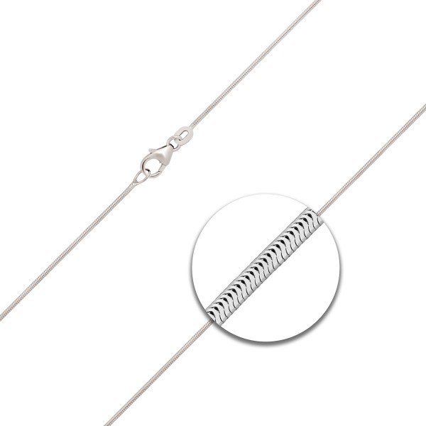 Goldkette als Schlangenkette in Weißgold 585 / 14K, 34 cm lang, 1,1 mm breit, Gewicht ca. 4.1 g.