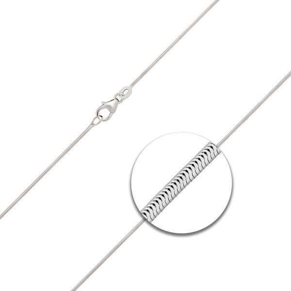 Goldkette als Schlangenkette in Weißgold 585 / 14K, 50 cm lang, 1,1 mm breit, Gewicht ca. 6.1 g.