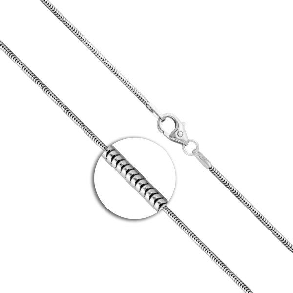 Goldkette als Schlangenkette in Weißgold 333 / 8K, 50 cm lang, 1,2 mm breit, Gewicht ca. 3.1 g.
