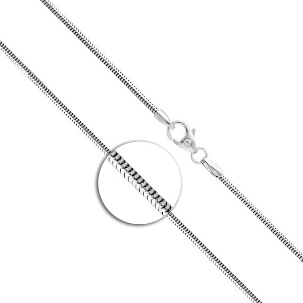 Goldkette als Schlangenkette in Weißgold 750 / 18K, 45 cm lang, 1,4 mm breit, Gewicht ca. 6.5 g.