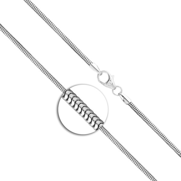 Goldkette als Schlangenkette in Weißgold 585 / 14K, 100 cm lang, 1,6 mm breit, Gewicht ca. 13.3 g.