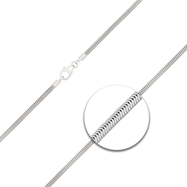 Goldkette als Schlangenkette in Weißgold 585 / 14K, 45 cm lang, 1,9 mm breit, Gewicht ca. 10,3 g.