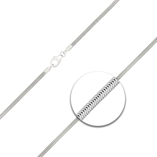 Goldkette als Schlangenkette in Weißgold 585 / 14K, 100 cm lang, 1,9 mm breit, Gewicht ca. 20.6 g.