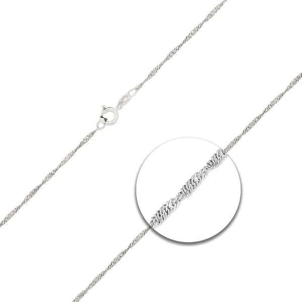 Goldkette als Singapurkette in Weißgold 585 / 14K, 36 cm lang, 1,4 mm breit, Gewicht ca. 1.5 g.