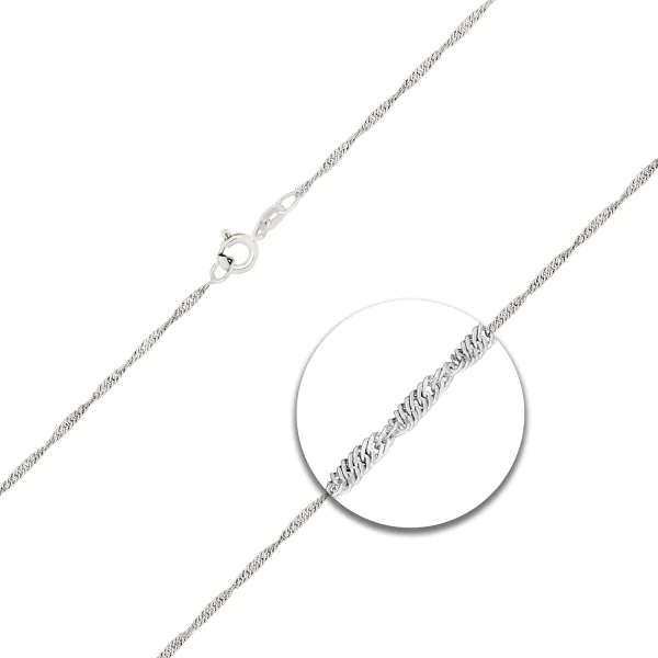 Goldkette als Singapurkette in Weißgold 585 / 14K, 70 cm lang, 1,4 mm breit, Gewicht ca. 3 g.