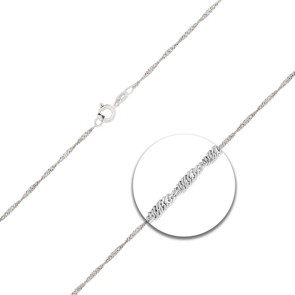 Goldkette als Singapurkette in Weißgold 585 / 14K, 40 cm lang, 1,4 mm breit, Gewicht ca. 1.7 g.
