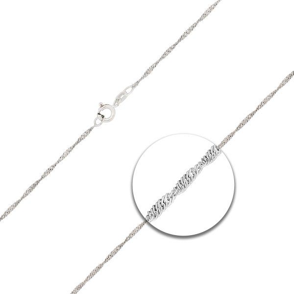 Goldkette als Singapurkette in Weißgold 585 / 14K, 45 cm lang, 1,4 mm breit, Gewicht ca. 1.9 g.