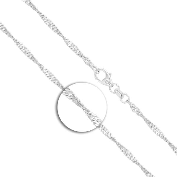 Goldkette als Singapurkette in Weißgold 585 / 14K, 36 cm lang, 2,2 mm breit, Gewicht ca. 3.3 g.