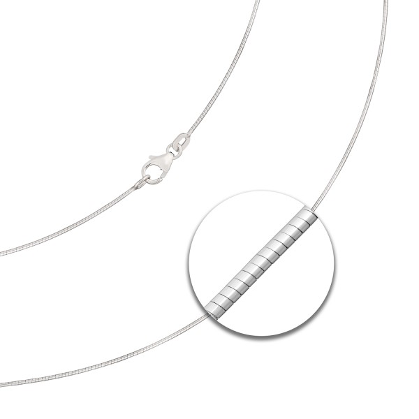 Goldkette als Tondakette in Weißgold 585 / 14K, 70 cm lang, 0,8 mm breit, Gewicht ca. 5 g.