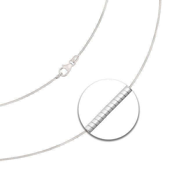 Goldkette als Tondakette in Weißgold 750 / 18K, 40 cm lang, 0,8 mm breit, Gewicht ca. 3.7 g.