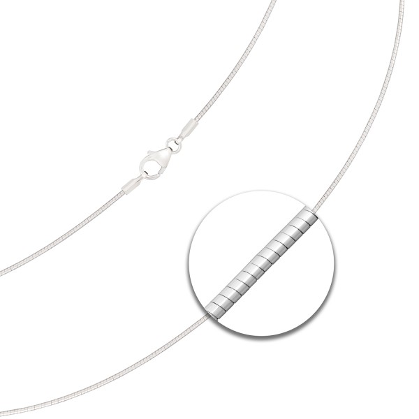 Goldkette als Tondakette in Weißgold 585 / 14K, 70 cm lang, 1 mm breit, Gewicht ca. 6.2 g.