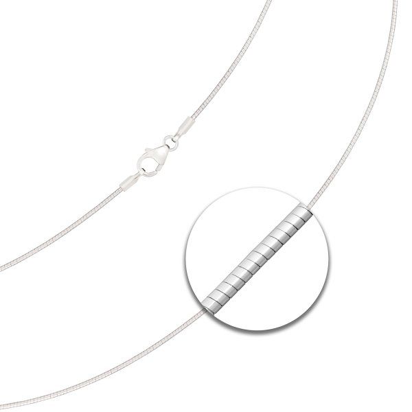 Goldkette als Tondakette in Weißgold 585 / 14K, 45 cm lang, 1 mm breit, Gewicht ca. 4 g.