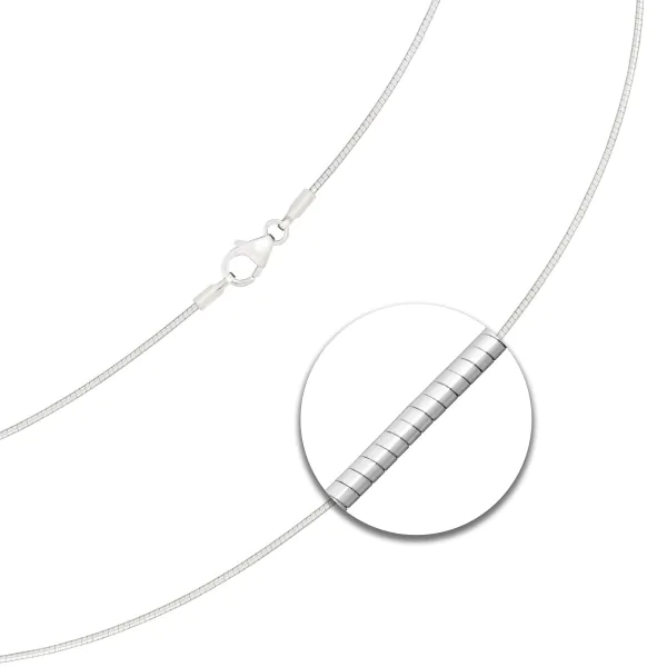Goldkette als Tondakette in Weißgold 375 / 9K, 45 cm lang, 1 mm breit, Gewicht ca. 3.6 g.