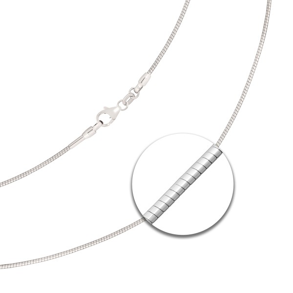 Goldkette als Tondakette in Weißgold 585 / 14K, 100 cm lang, 1,2 mm breit, Gewicht ca. 15.5 g.