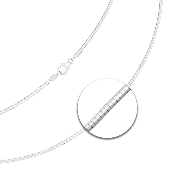 Goldkette als Tondakette in Weißgold 750 / 18K, 45 cm lang, 1,5 mm breit, Gewicht ca. 12 g.
