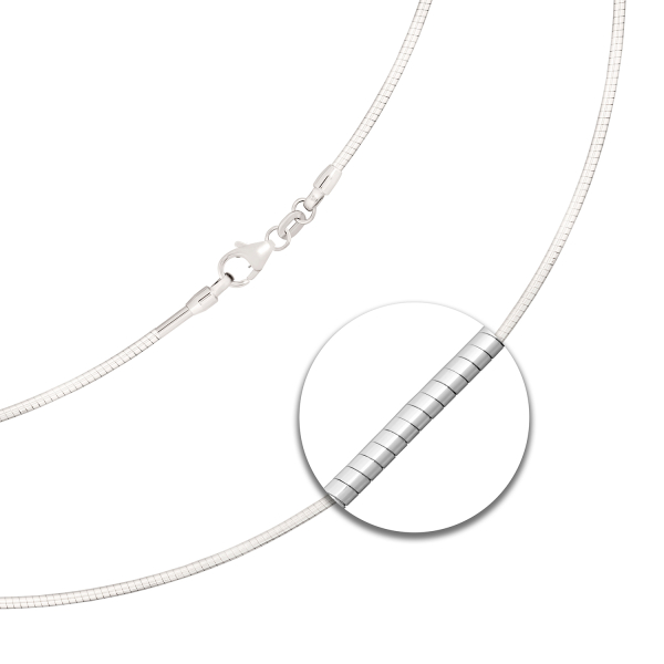 Goldkette als Tondakette in Weißgold 750 / 18K, 45 cm lang, 1,5 mm breit, Gewicht ca. 12.7 g.