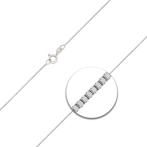 Goldkette als Venezianerkette in Weißgold 585 / 14K, 42 cm lang, 0,6 mm breit, Gewicht ca. 1.2 g.