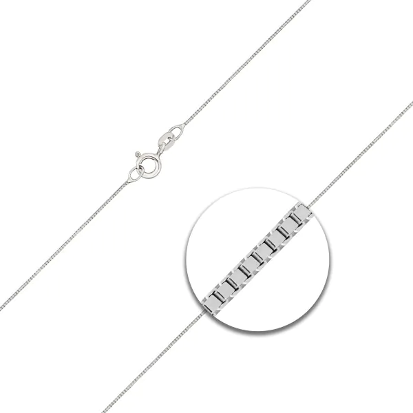 Goldkette als Venezianerkette in Weißgold 585 / 14K, 60 cm lang, 0,6 mm breit, Gewicht ca. 1.6 g.