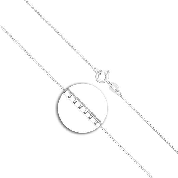 Goldkette als Venezianerkette in Weißgold 585 / 14K, 42 cm lang, 0,7 mm breit, Gewicht ca. 1.8 g.