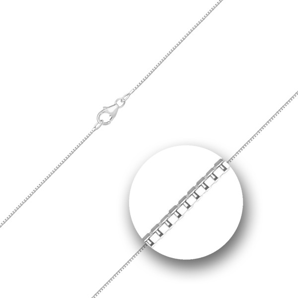 Goldkette als Venezianerkette in Weißgold 375 / 9K, 70 cm lang, 0,7 mm breit, Gewicht ca. 2.6 g.