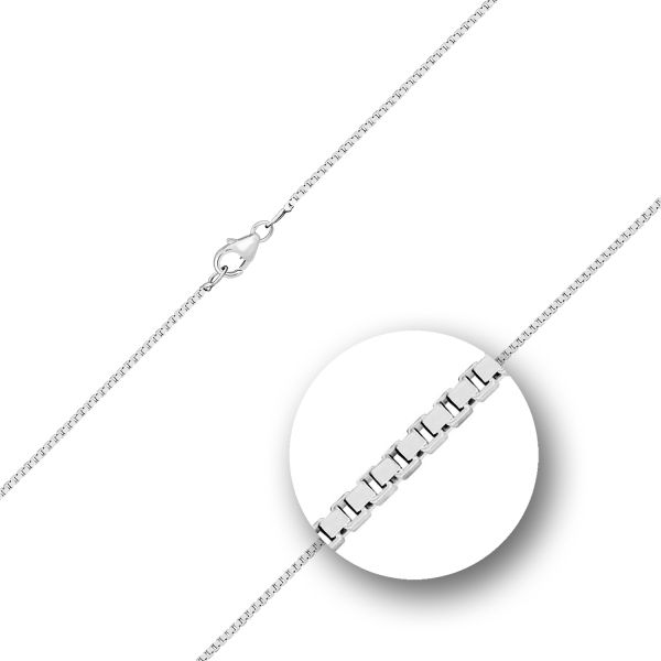 Goldkette als Venezianerkette in Weißgold 750 / 18K, 42 cm lang, 1,2 mm breit, Gewicht ca. 5.1 g.