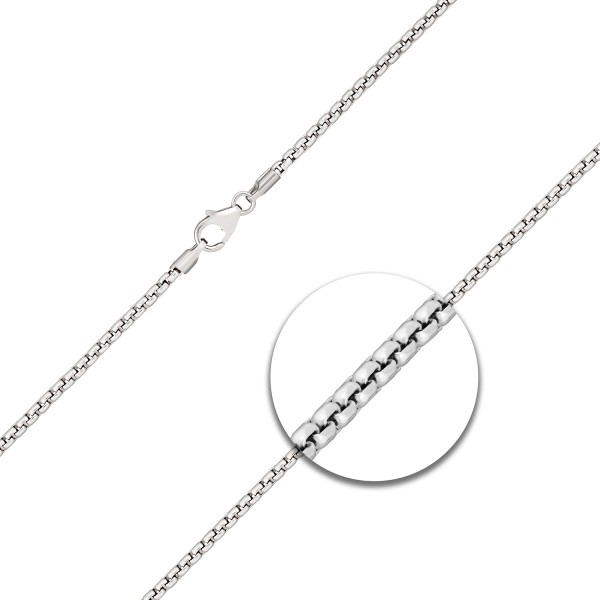 Goldkette als Venezianerkette rund geschlagen in Weißgold 750 / 18K, 36 cm lang, 2 mm breit, Gewicht ca. 9.3 g.