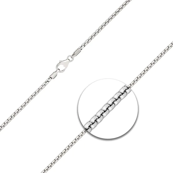 Goldkette als Venezianerkette rund geschlagen in Weißgold 750 / 18K, 36 cm lang, 2 mm breit, Gewicht ca. 9.3 g.