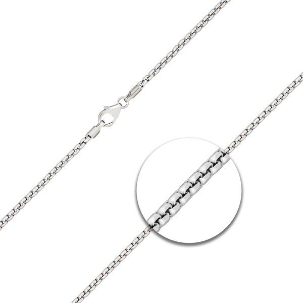 Goldkette als Venezianerkette in Weißgold 750 / 18K, 45 cm lang, 2 mm breit, Gewicht ca. 11.6 g.