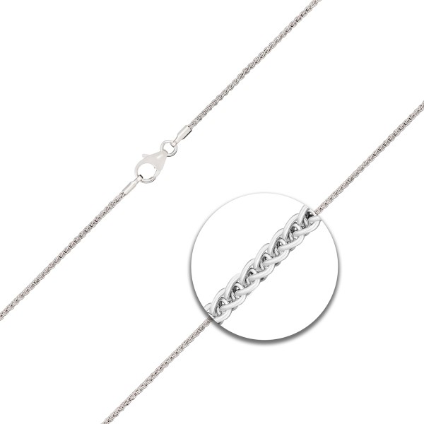 Goldkette als Zopfkette in Weißgold 375 / 9K, 36 cm lang, 1,3 mm breit, Gewicht ca. 2.2 g.