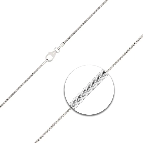 Goldkette als Zopfkette in Weißgold 585 / 14K, 38 cm lang, 1,3 mm breit, Gewicht ca. 2.9 g.