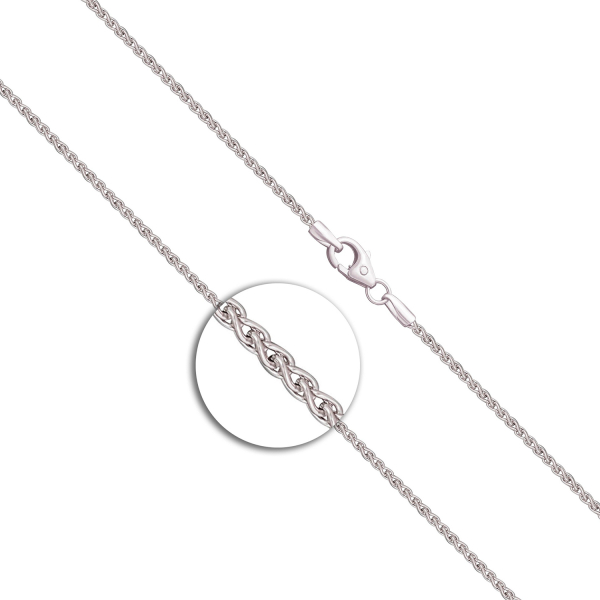 Goldkette als Zopfkette in Weißgold 585 / 14K, 38 cm lang, 1,7 mm breit, Gewicht ca. 4.7 g.