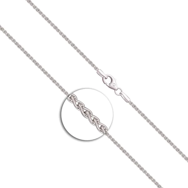 Goldkette als Zopfkette in Weißgold 585 / 14K, 42 cm lang, 1,7 mm breit, Gewicht ca. 5.2 g.