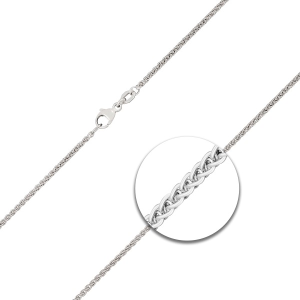 Goldkette als Zopfkette in Weißgold 750 / 18K, 42 cm lang, 1,7 mm breit, Gewicht ca. 5.5 g.